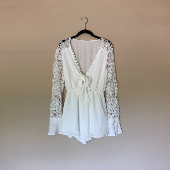 Salt + Lace Dresses & Skirts - NEW Salt + Lace Front Tie Lace White Romper